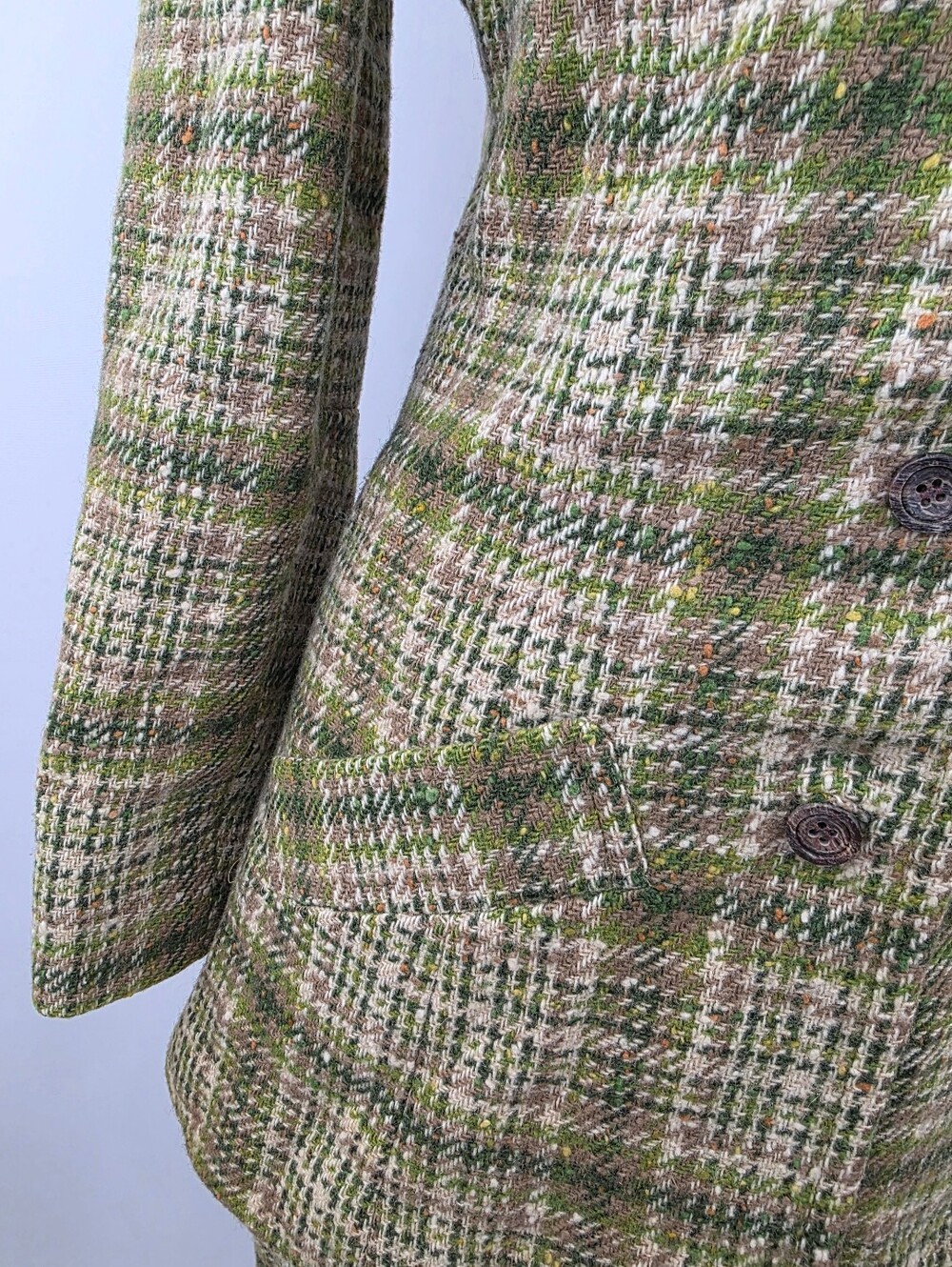 Pendelton Vintage 60's Women's Green Plaid 100% Wool 2-Piece Blazer Skirt Set 8 - Picture 8 of 11